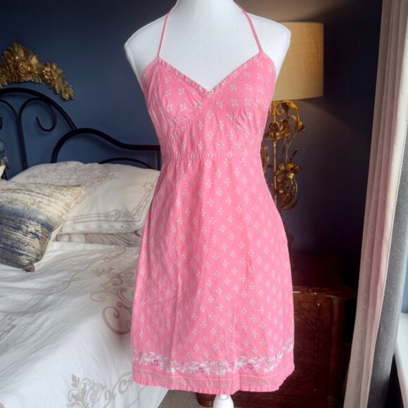 Vintage Gap 100% Cotton Pink Halter Dress - Picture 1 of 13